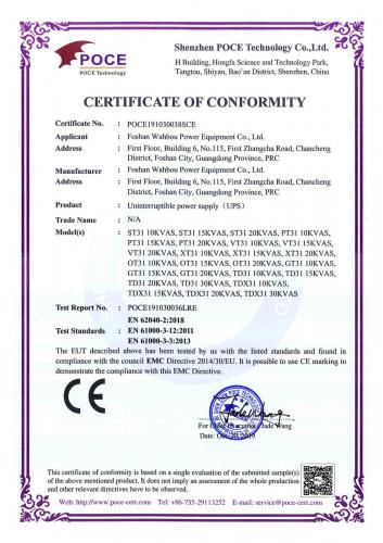 The CE certificate of 2